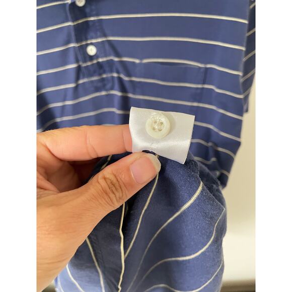 Vineyard Vines Striped Cotton Soft Polo Shirt Purple Blue Size Large - Picture 7 of 7